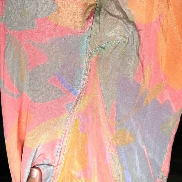 VEDA Multi Corazon Maxi XL Short Sleeve Double-V Neck Empire Smocked Pastel M - Picture 5 of 16